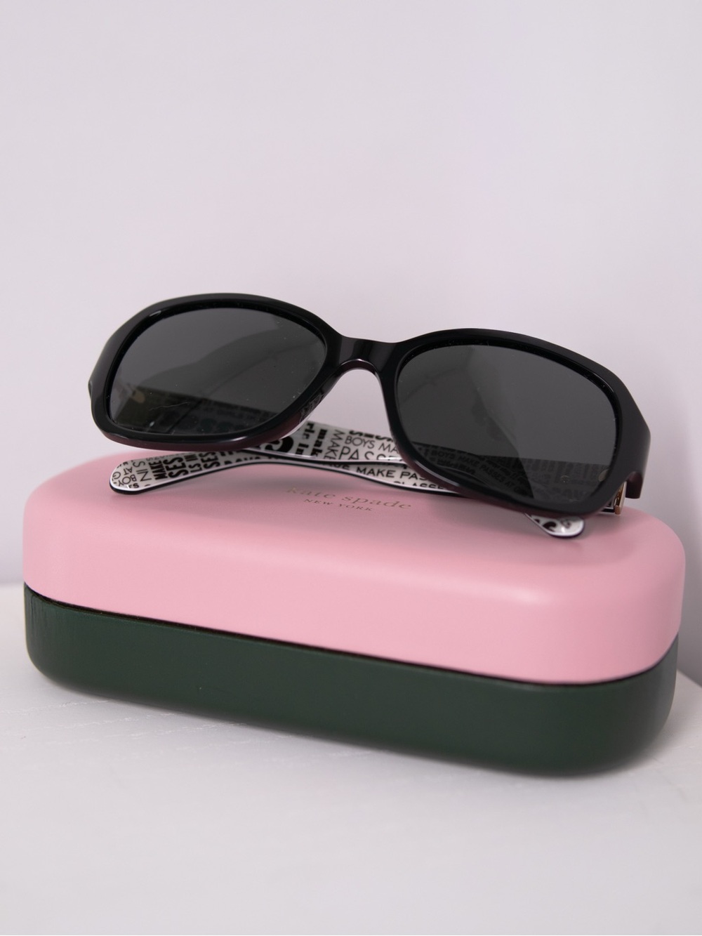 kate spade Black Women's Sunglasses with Printed Temples